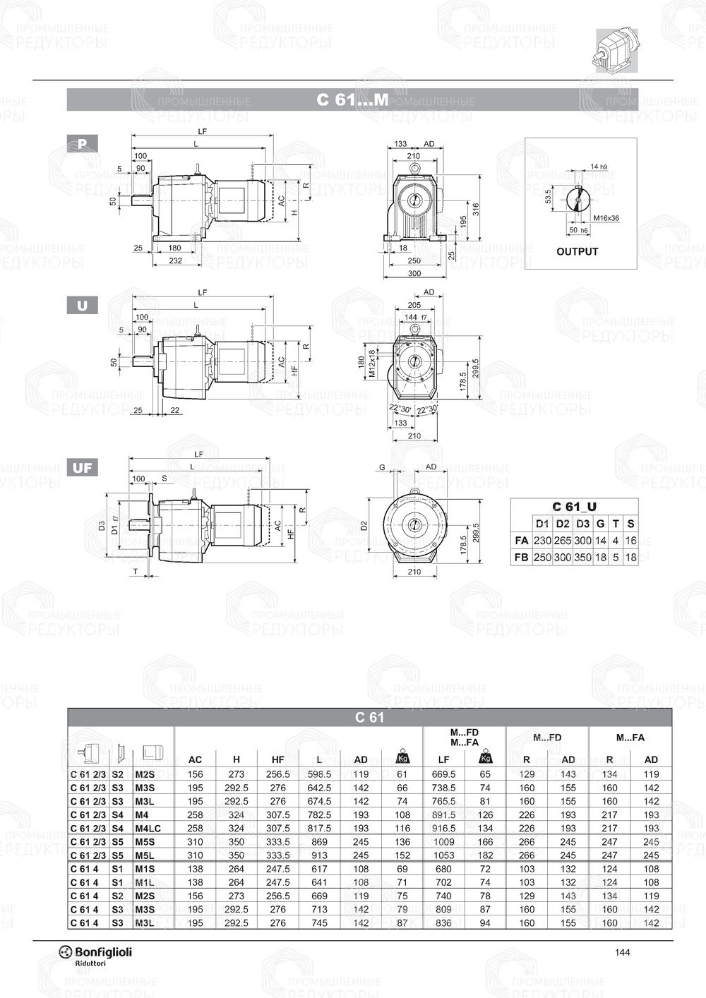 Мотор-редуктор Bonfiglioli C 61 Bonfiglioli C 61